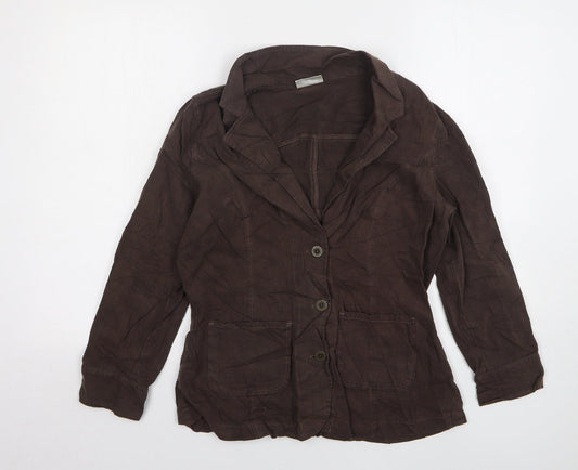 Classics Womens Brown Cotton Jacket Suit Jacket Size 12