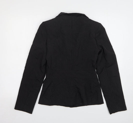 Ethel Austin Womens Black Striped Polyester Jacket Suit Jacket Size 8