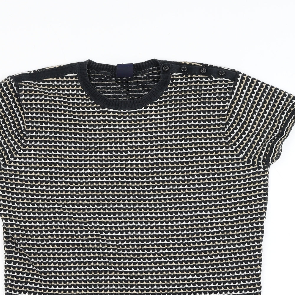 Gap Womens Black Round Neck Striped Polyester Pullover Jumper Size S