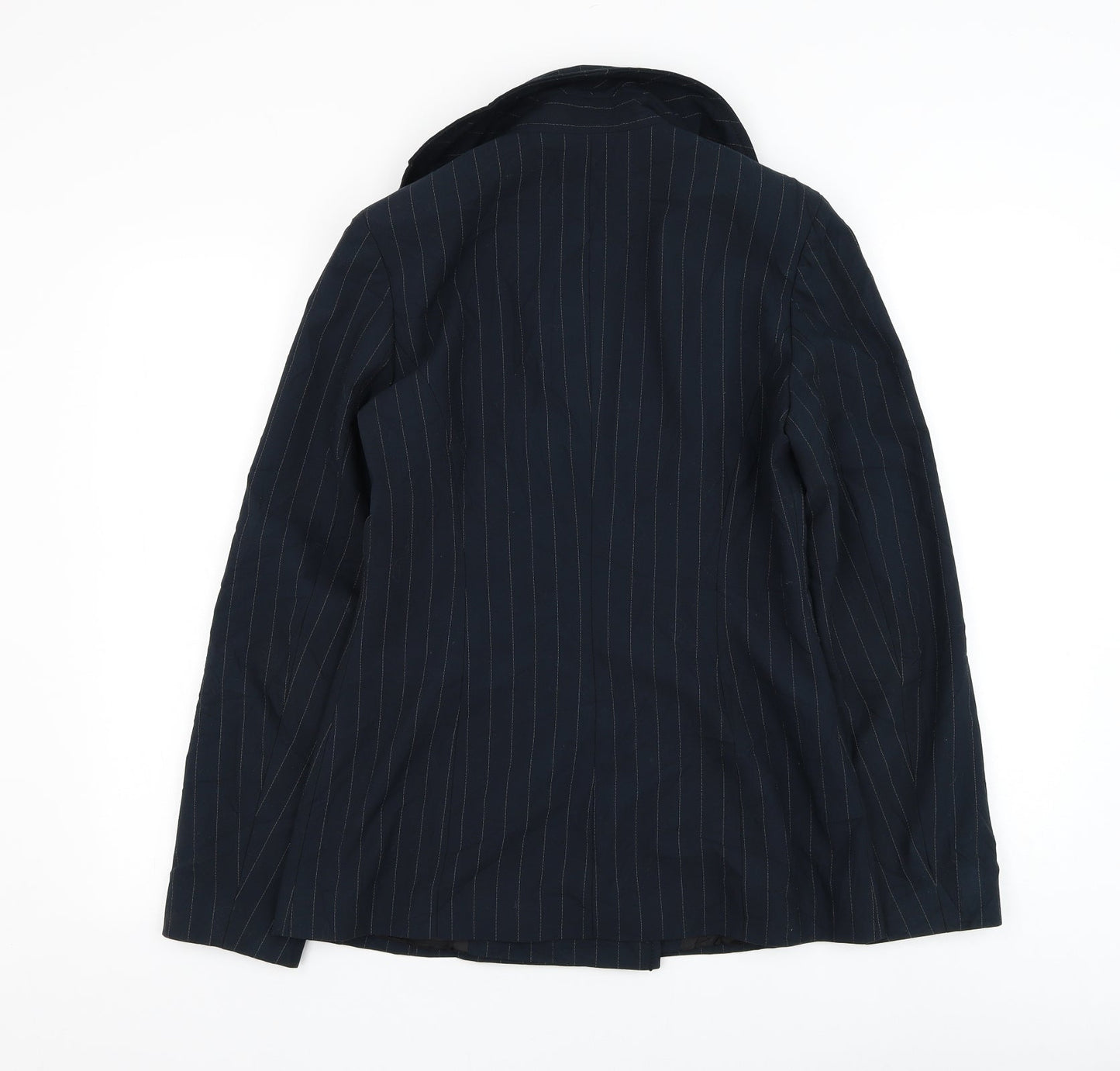 Kookai Womens Blue Striped Overcoat Coat Size 12 Button