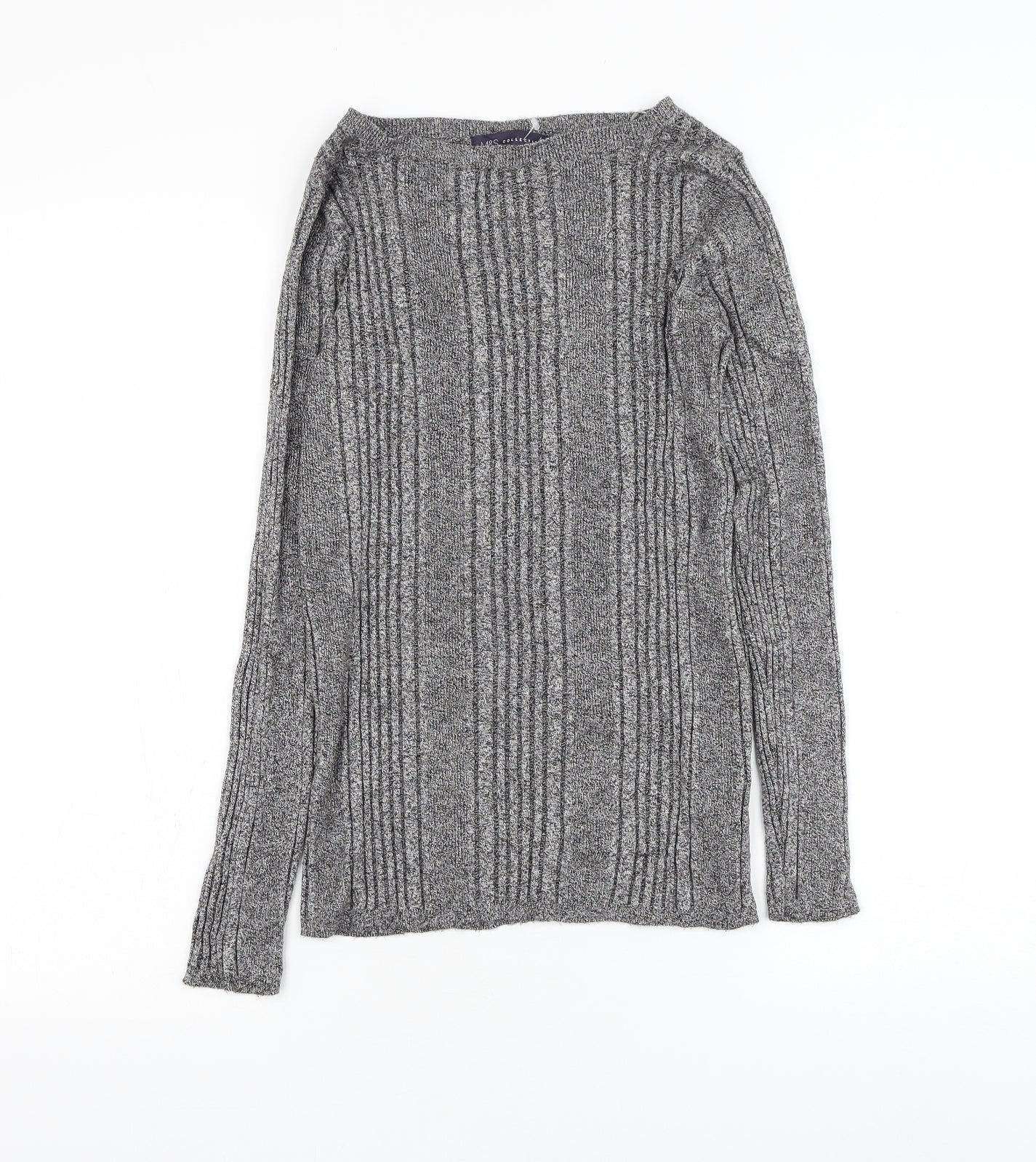 Marks and Spencer Womens Grey Round Neck Viscose Pullover Jumper Size 14