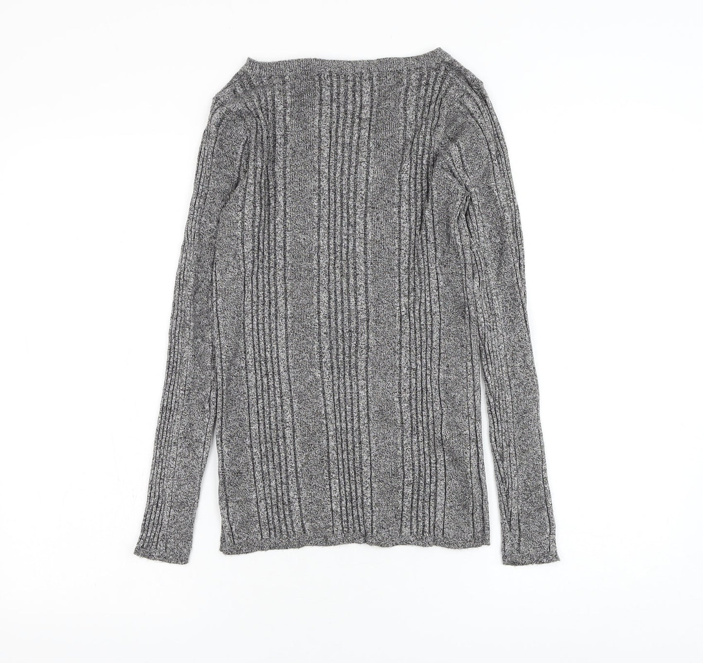 Marks and Spencer Womens Grey Round Neck Viscose Pullover Jumper Size 14