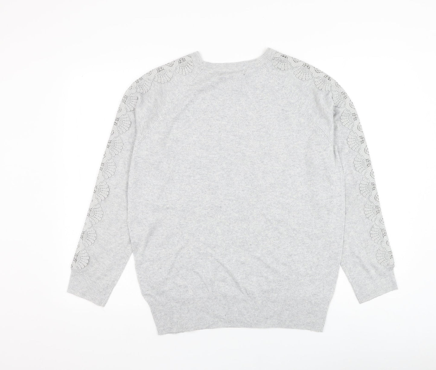 Marks and Spencer Womens Grey Round Neck Polyester Pullover Jumper Size 14