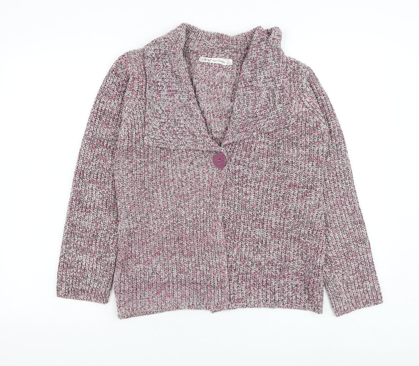 EWM Womens Pink Collared Acrylic Cardigan Jumper Size 10