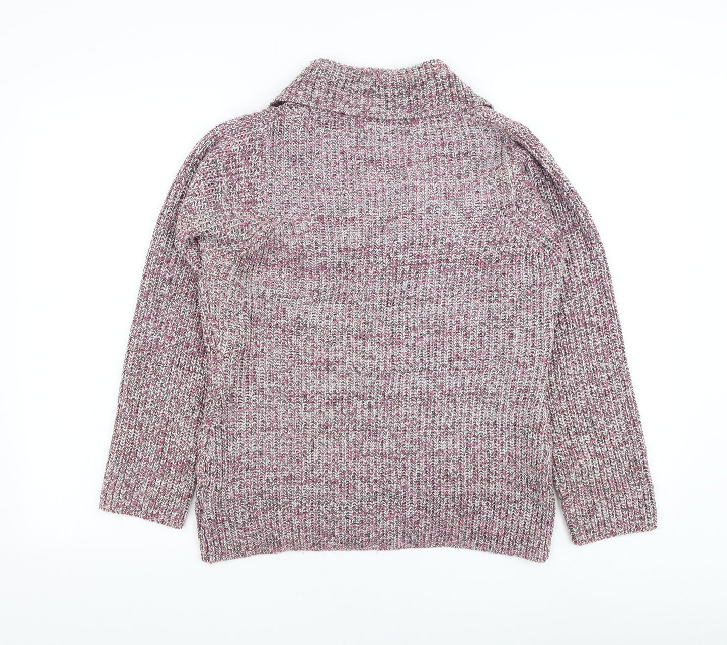 EWM Womens Pink Collared Acrylic Cardigan Jumper Size 10