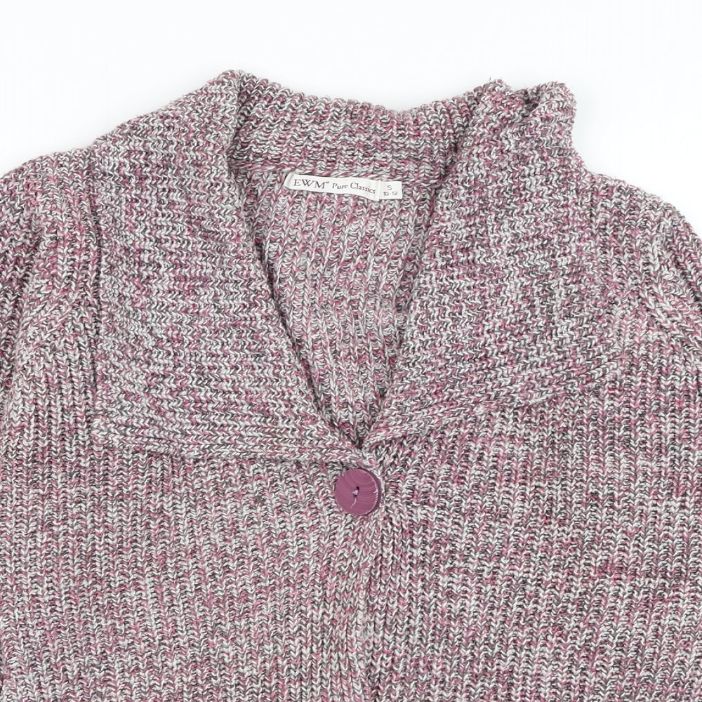EWM Womens Pink Collared Acrylic Cardigan Jumper Size 10