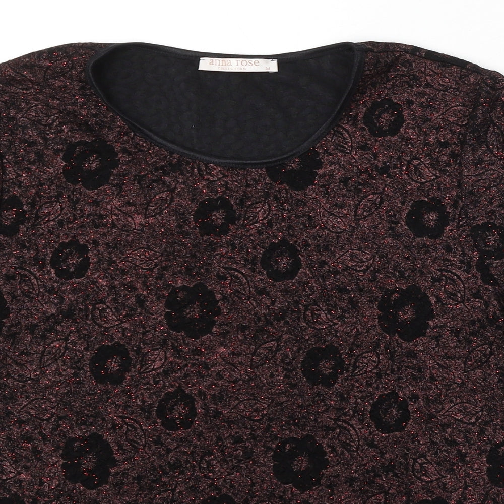 Anna Rose Womens Multicoloured Round Neck Floral Acetate Pullover Jumper Size M