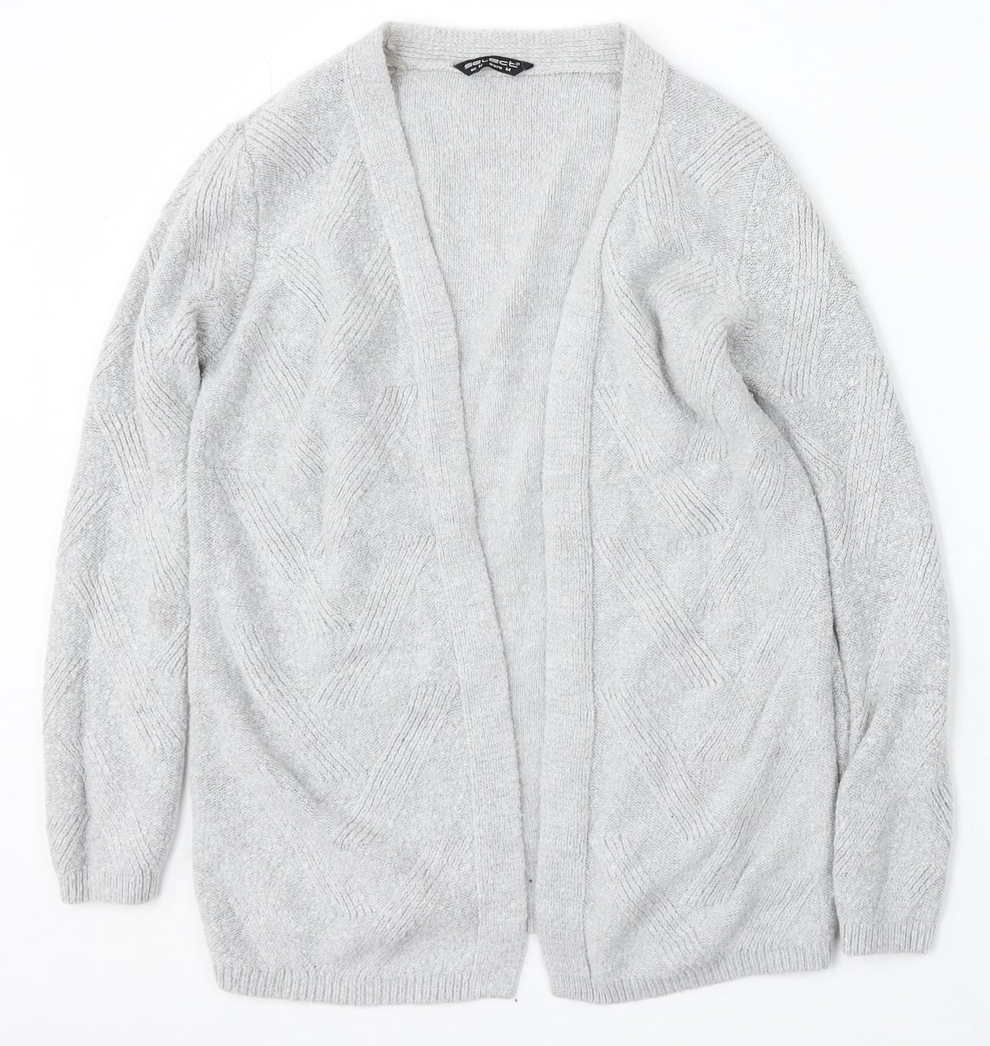 Select Womens Grey V-Neck Acrylic Cardigan Jumper Size M