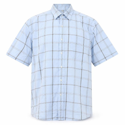 Paul Berman Mens Blue Check Polyester Polo Size M Collared Button