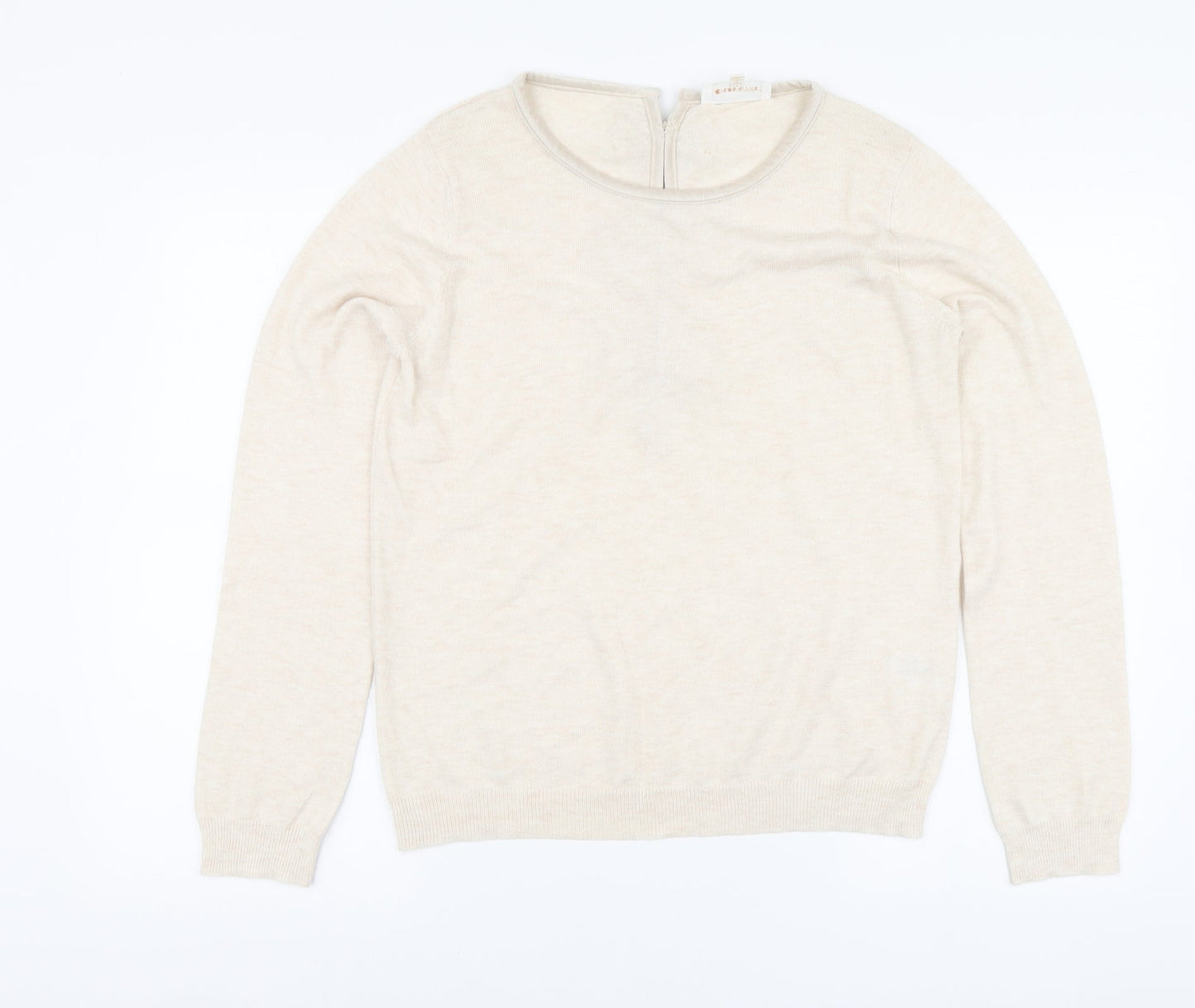 Grace & Mila Womens Beige Round Neck Nylon Pullover Jumper Size L