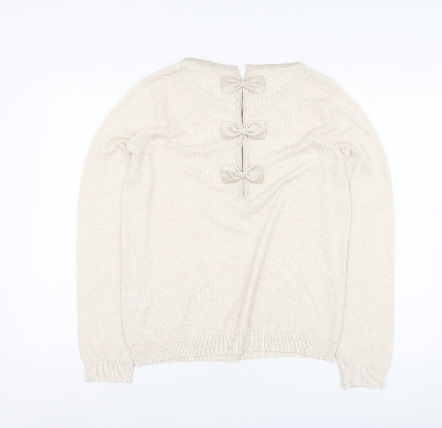 Grace & Mila Womens Beige Round Neck Nylon Pullover Jumper Size L
