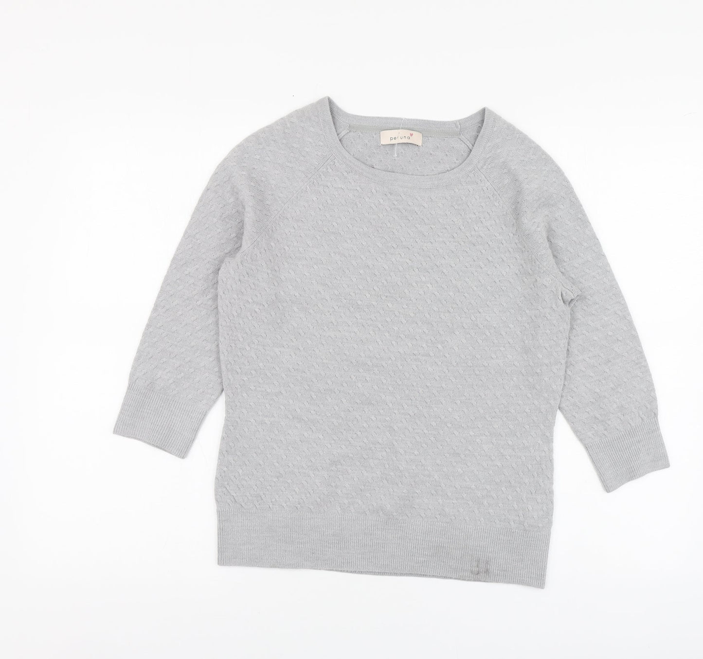 Per Una Womens Grey Round Neck Acrylic Pullover Jumper Size 10