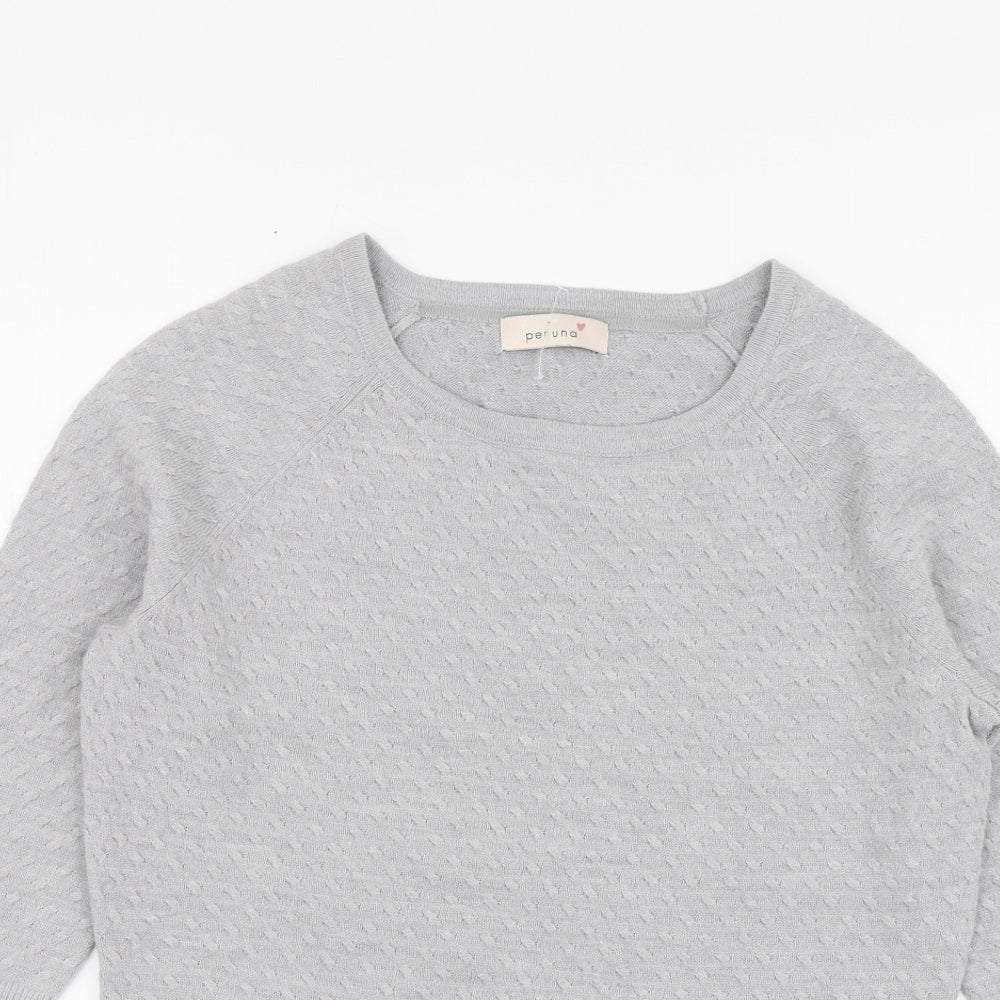 Per Una Womens Grey Round Neck Acrylic Pullover Jumper Size 10