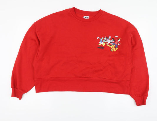 Disney Womens Red Cotton Pullover Hoodie Size XS