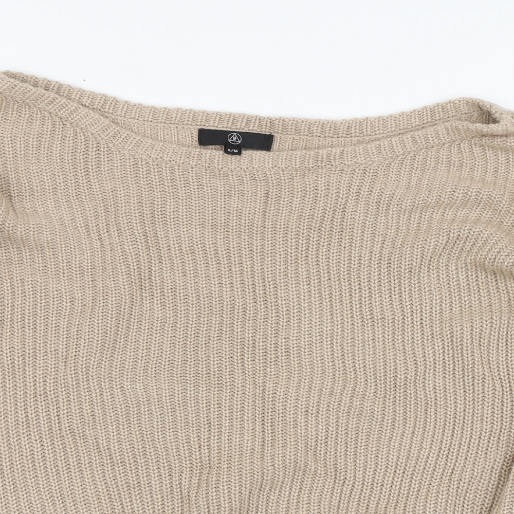 Missguided Womens Beige Round Neck Acrylic Pullover Jumper Size S