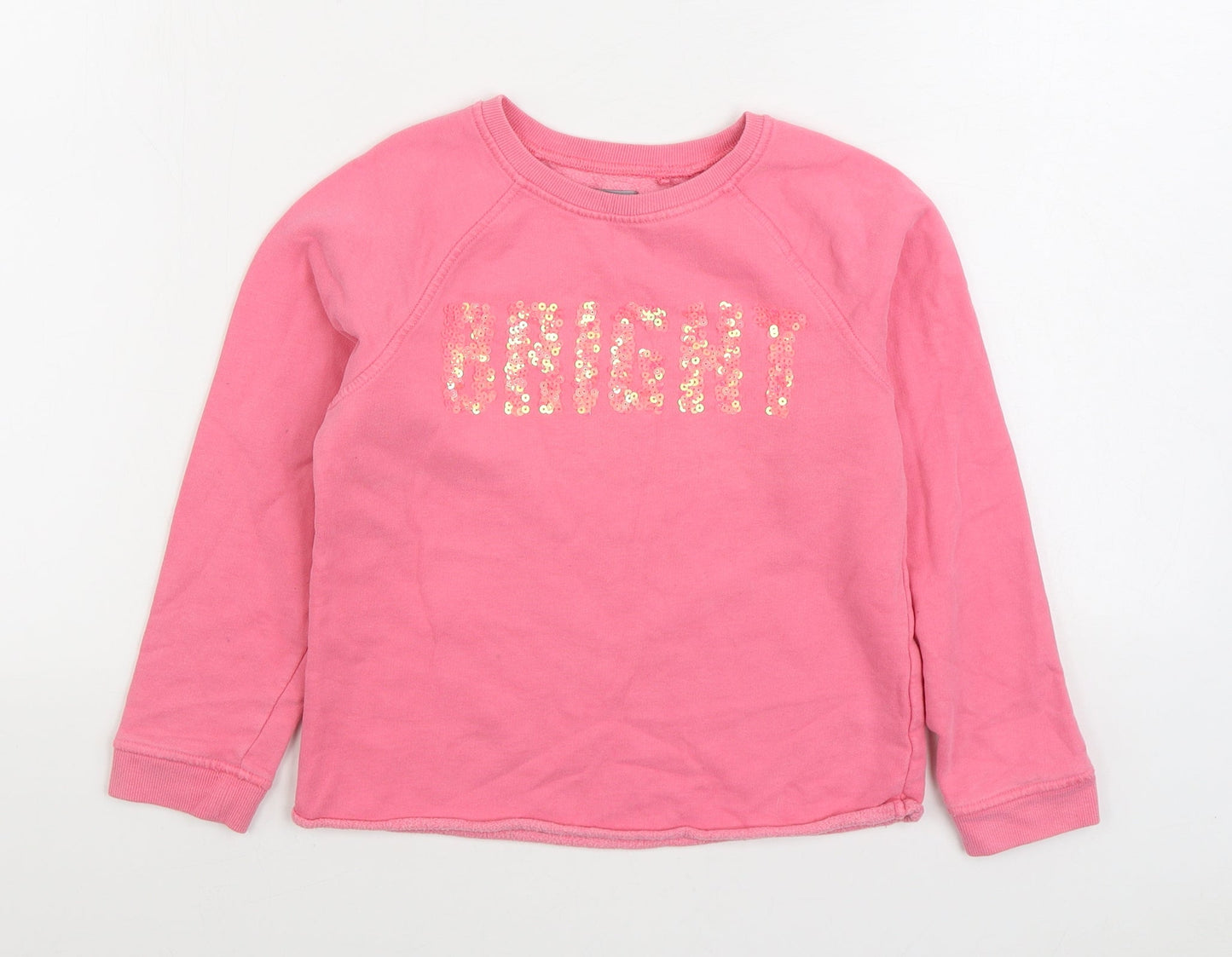 NEXT Girls Pink Cotton Pullover Sweatshirt Size 8 Years Pullover