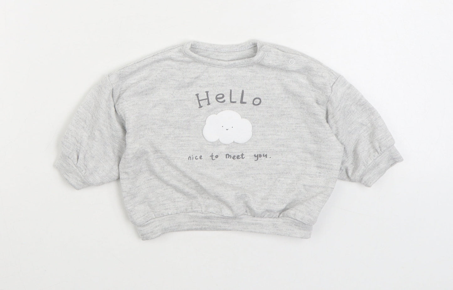 George Girls Grey Cotton Pullover Jumper Size 0-3 Months Pullover