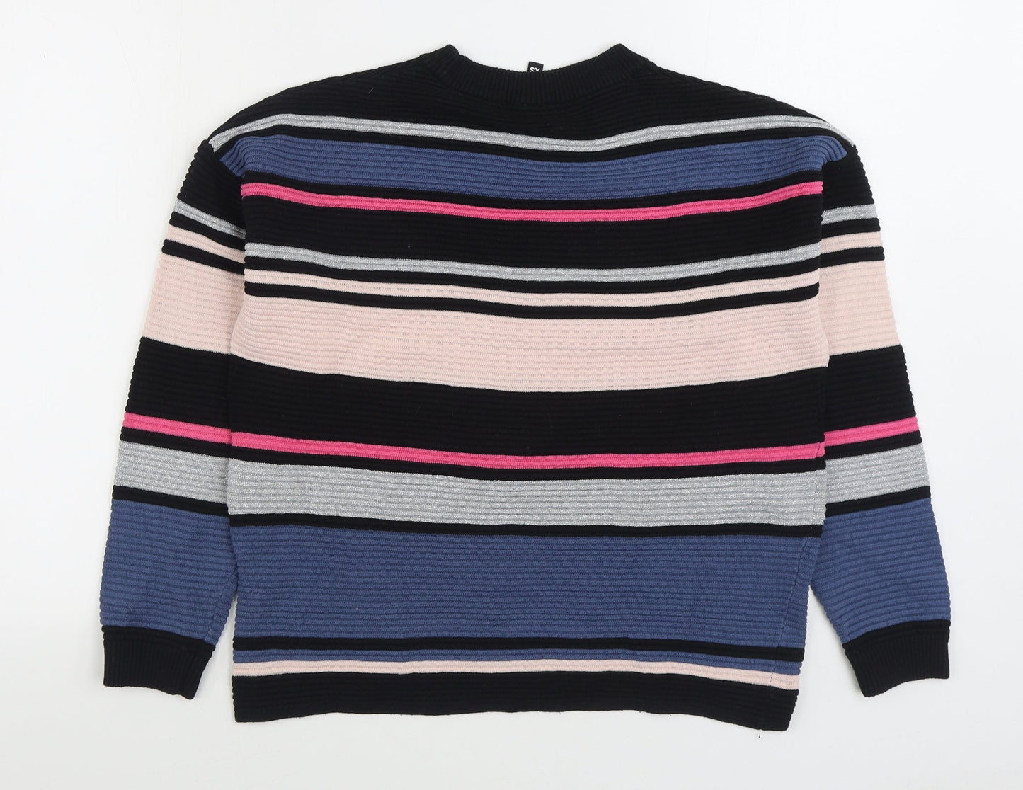 H&M Womens Multicoloured Round Neck Striped Viscose Pullover Jumper Size XS