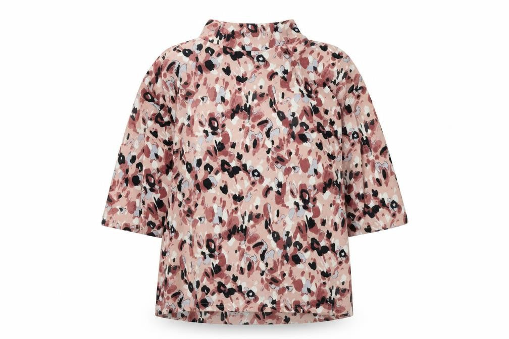 Marks and Spencer Womens Pink High Neck Floral Polyester Pullover Jumper Size L