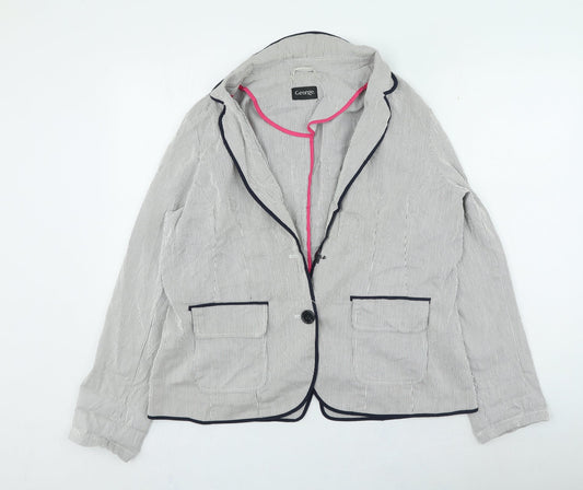 George Womens Blue Striped Jacket Size 18