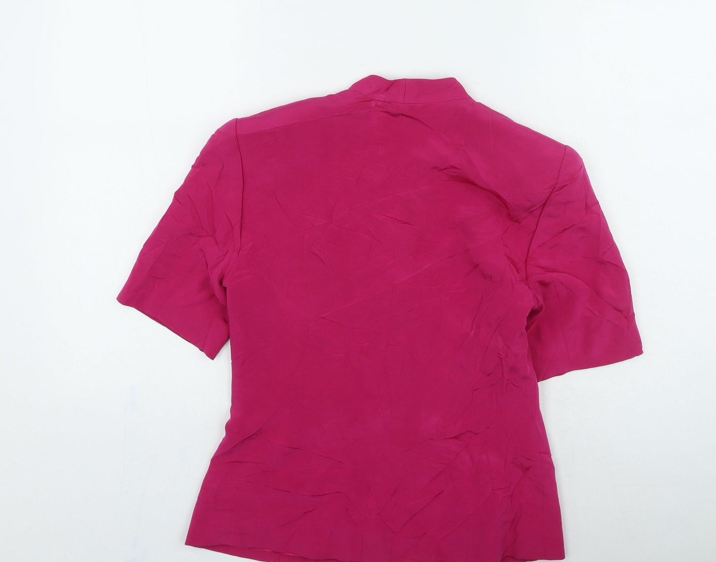 Country Casuals Womens Pink Silk Basic Button-Up Size 8 Round Neck
