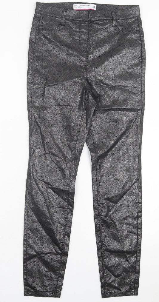 NEXT Womens Black Polyurethane Jegging Trousers Size 8 L28 in Regular