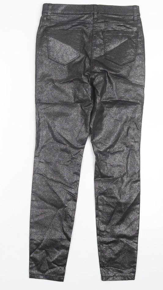 NEXT Womens Black Polyurethane Jegging Trousers Size 8 L28 in Regular
