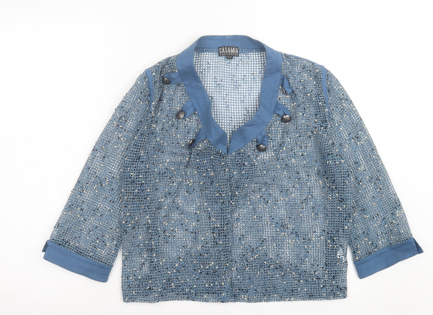 Casamia Womens Blue V-Neck Polyester Cardigan Jumper Size S