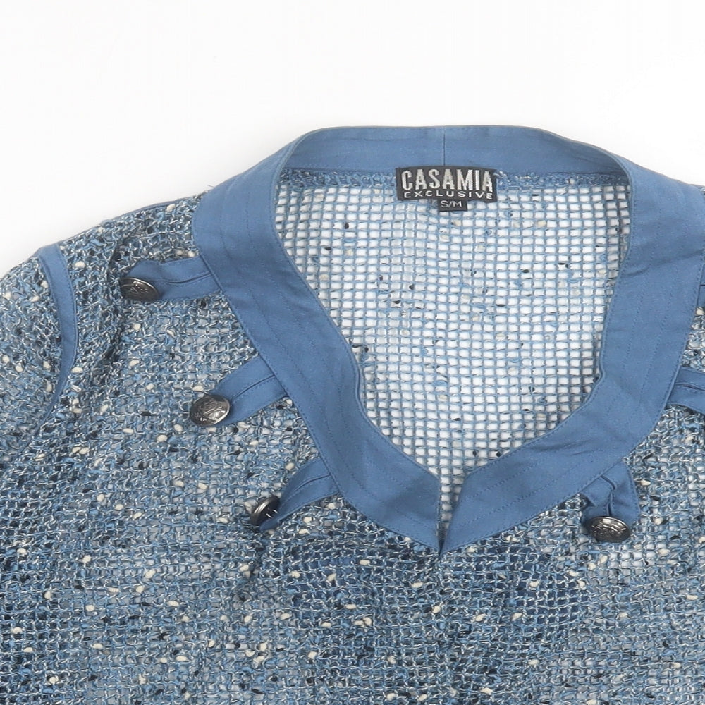 Casamia Womens Blue V-Neck Polyester Cardigan Jumper Size S