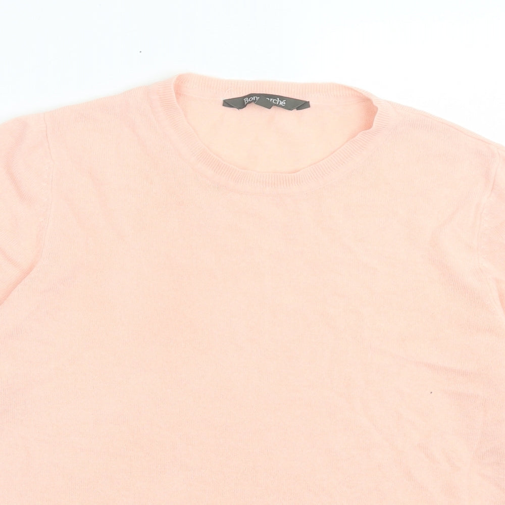 bonmarch Womens Pink Acrylic Basic T-Shirt Size 18 Crew Neck