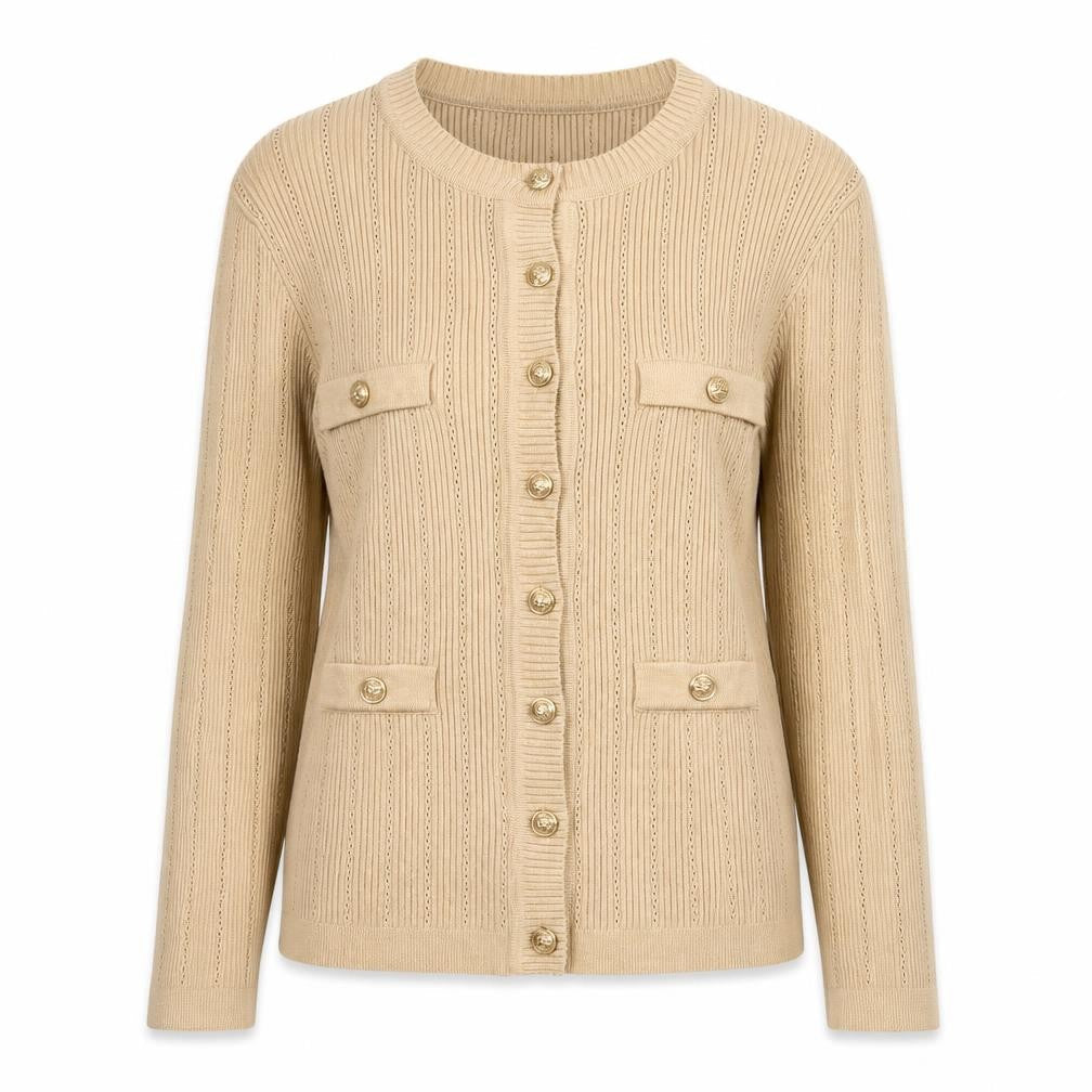 Yoyo S Womens Brown Crew Neck Cotton Cardigan Jumper Size 14
