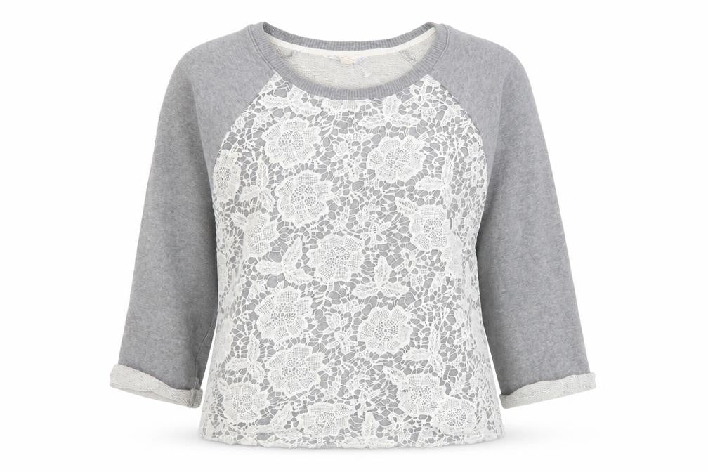 Falmer Heritage Womens Grey Floral Cotton Pullover Sweatshirt Size 14 Pullover