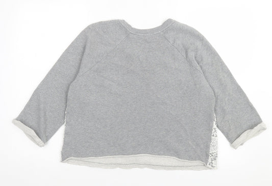 Falmer Womens Grey Floral Cotton Pullover Sweatshirt Size 14 Pullover
