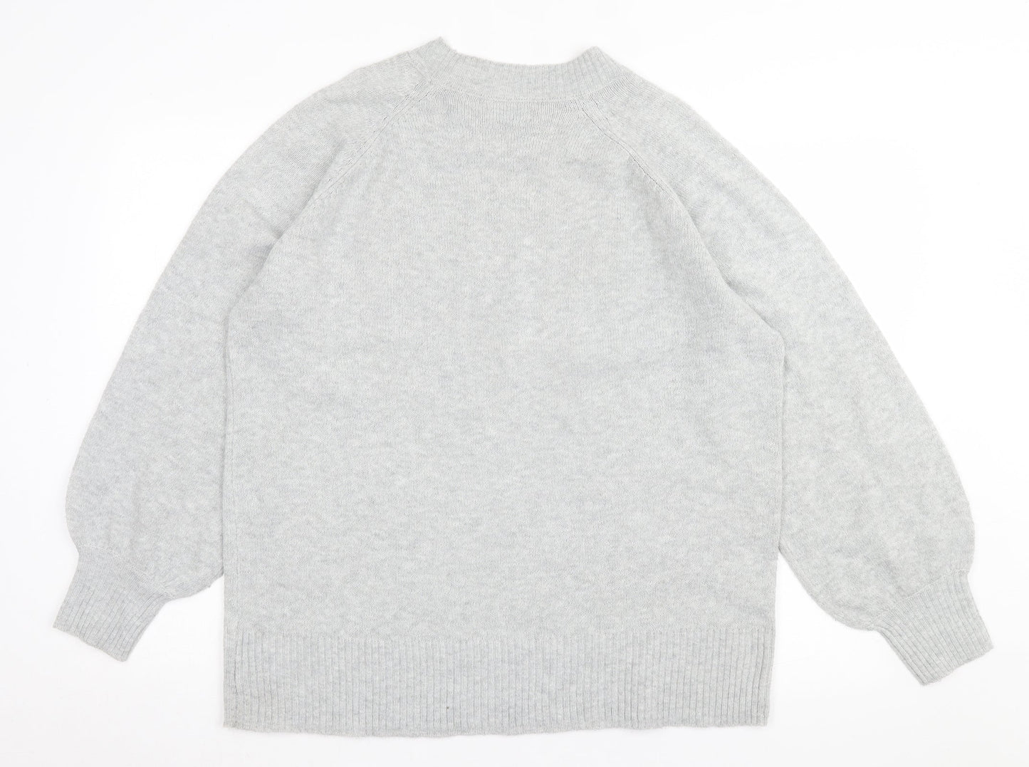Papaya Womens Grey Crew Neck Acrylic Pullover Jumper Size L