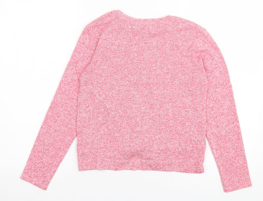 Marks and Spencer Girls Pink Viscose Basic Casual Size 11-12 Years Crew Neck Pullover