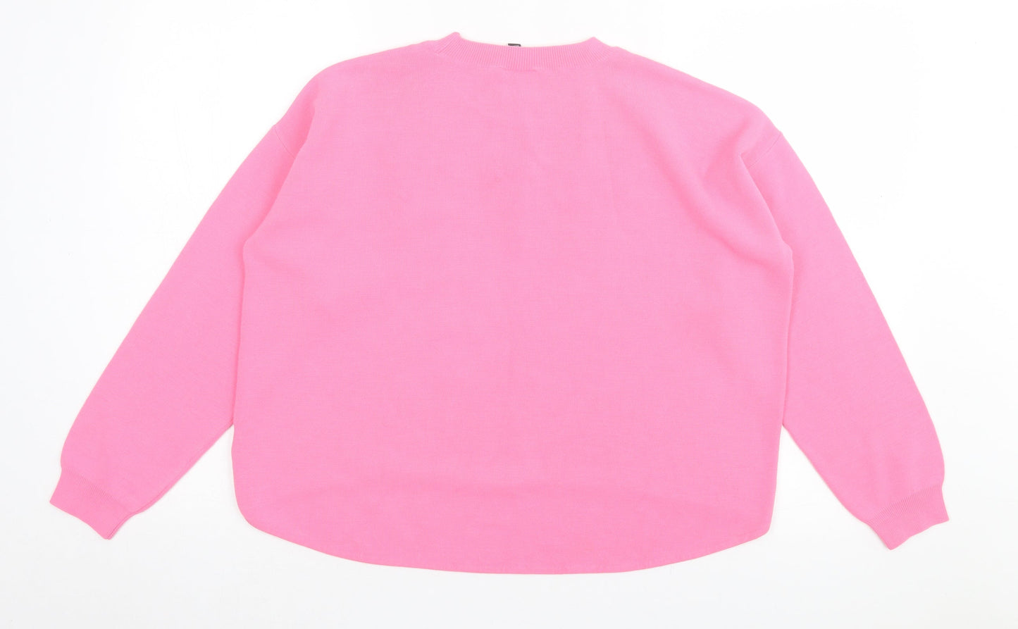 Topshop Womens Pink Crew Neck Acrylic Pullover Jumper Size 8