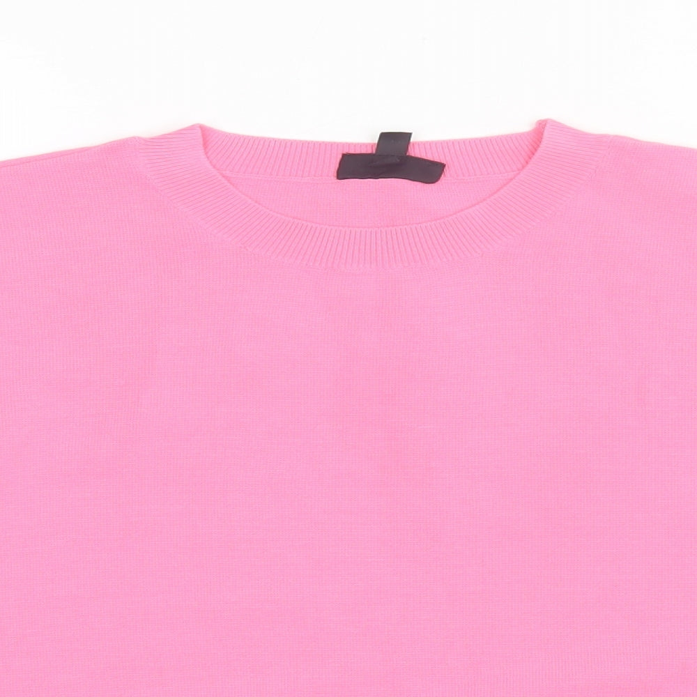 Topshop Womens Pink Crew Neck Acrylic Pullover Jumper Size 8