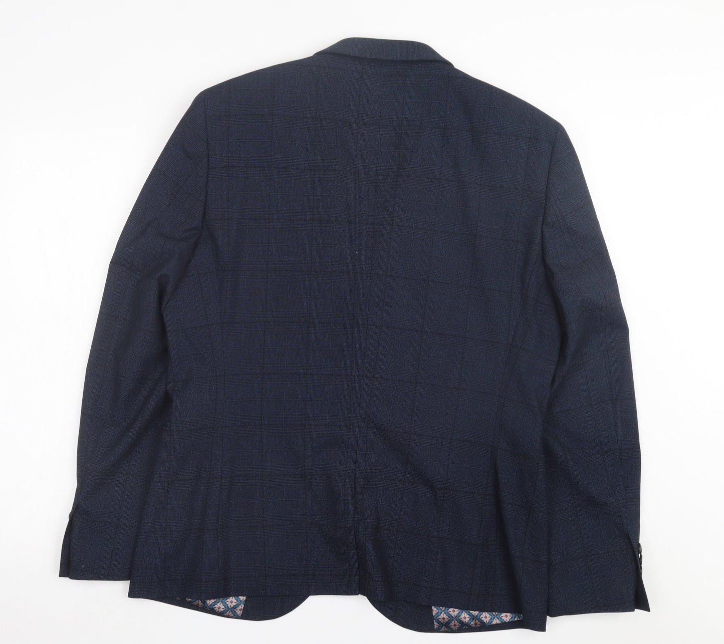 NEXT Mens Blue Plaid Polyester Jacket Suit Jacket Size 44