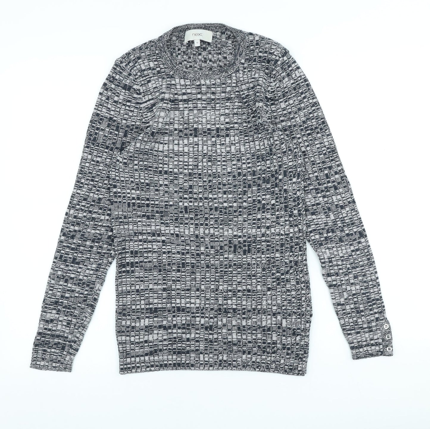 NEXT Womens Grey Scoop Neck Cotton Pullover Jumper Size 12