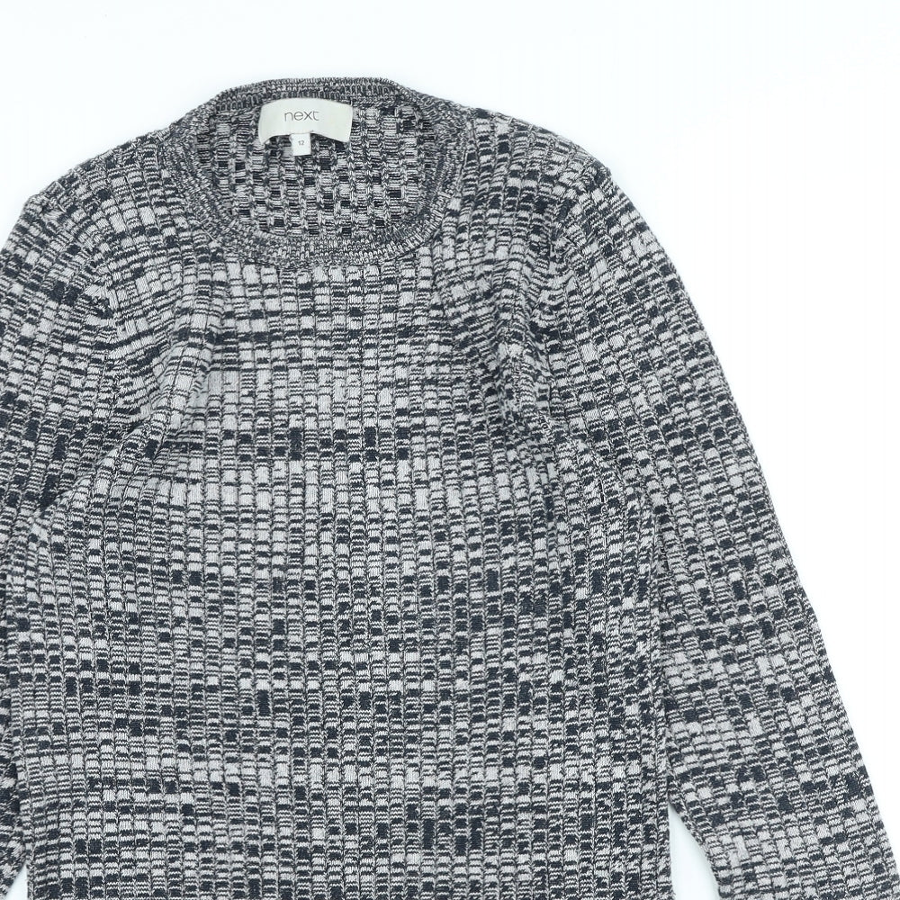 NEXT Womens Grey Scoop Neck Cotton Pullover Jumper Size 12