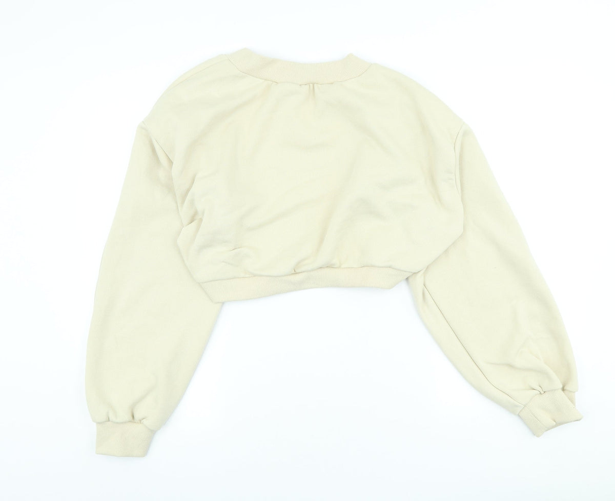 DAZY Womens Beige Round Neck Polyester Cardigan Jumper Size L