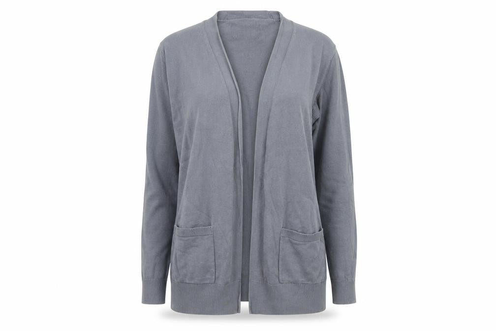 Marks and Spencer Womens Grey V-Neck Cotton Cardigan Jumper Size 12