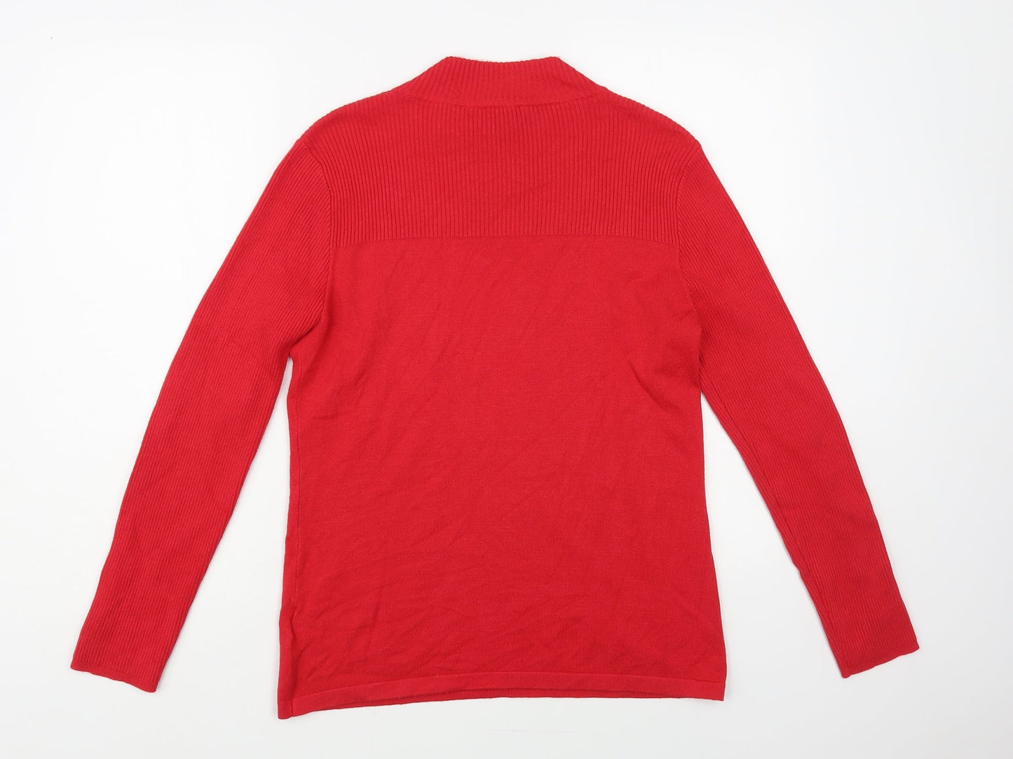 Marble Womens Red Mock Neck Viscose Pullover Jumper Size S