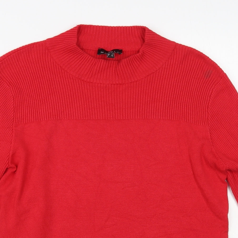 Marble Womens Red Mock Neck Viscose Pullover Jumper Size S