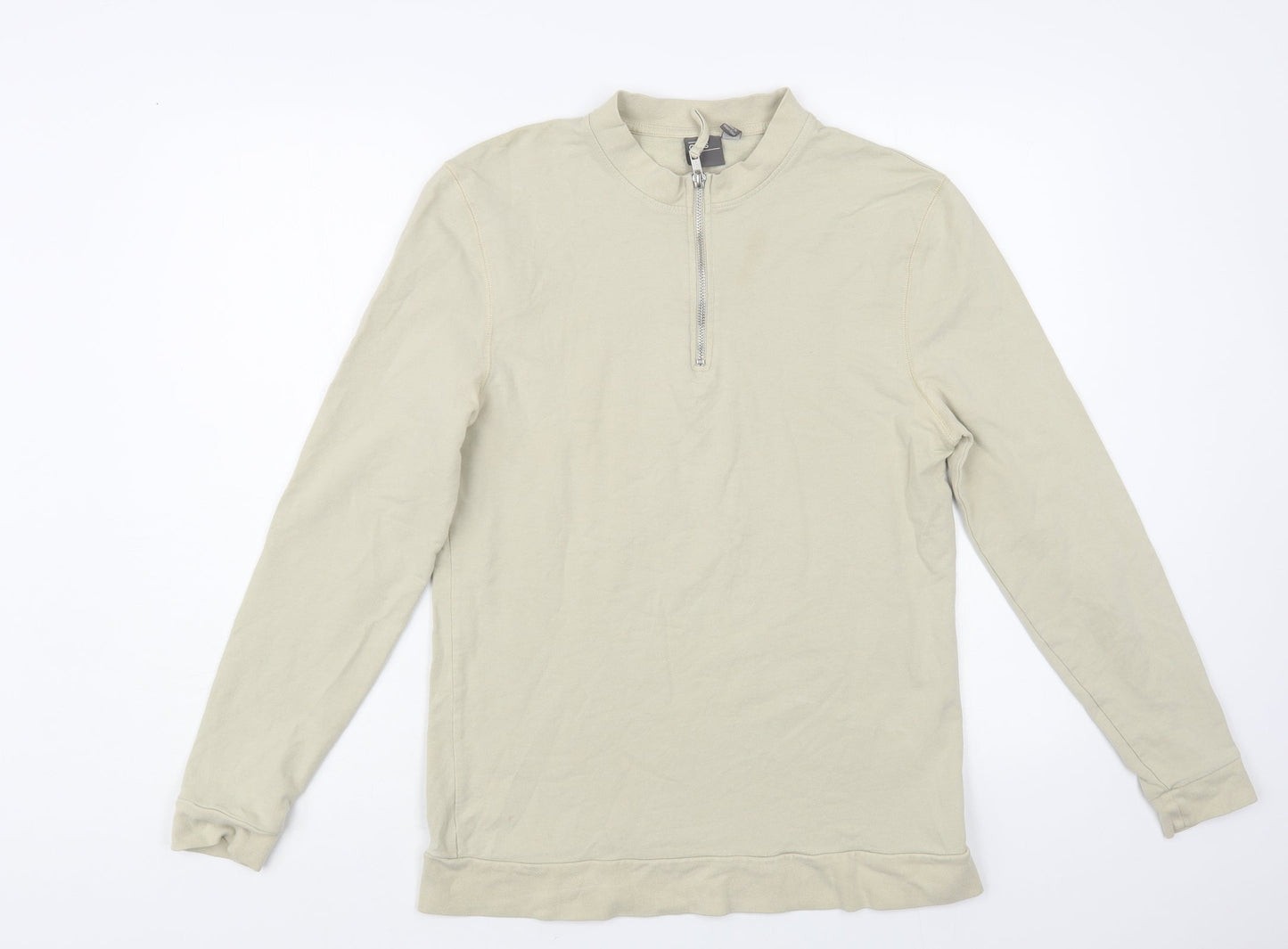 ASOS Womens Beige Cotton Pullover Sweatshirt Size M Zip