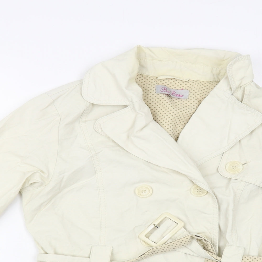 Be Beau Womens Beige Pea Coat Coat Size 12 Button