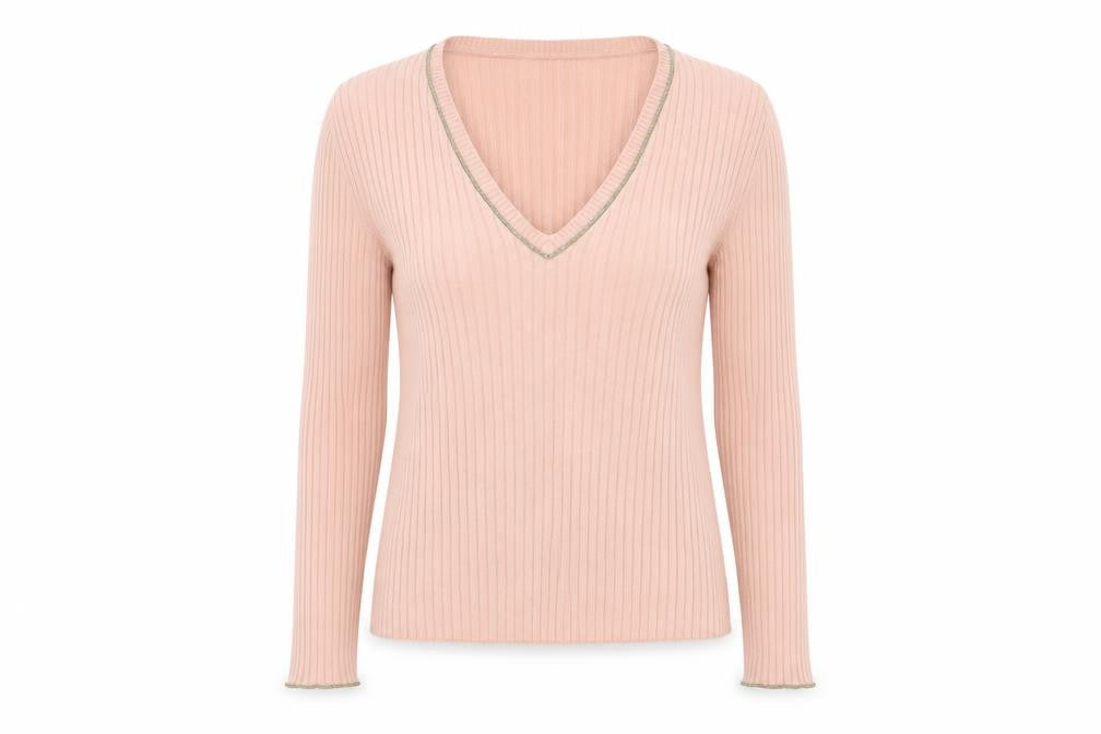 Marks and Spencer Womens Pink V-Neck Acrylic Pullover Jumper Size 12