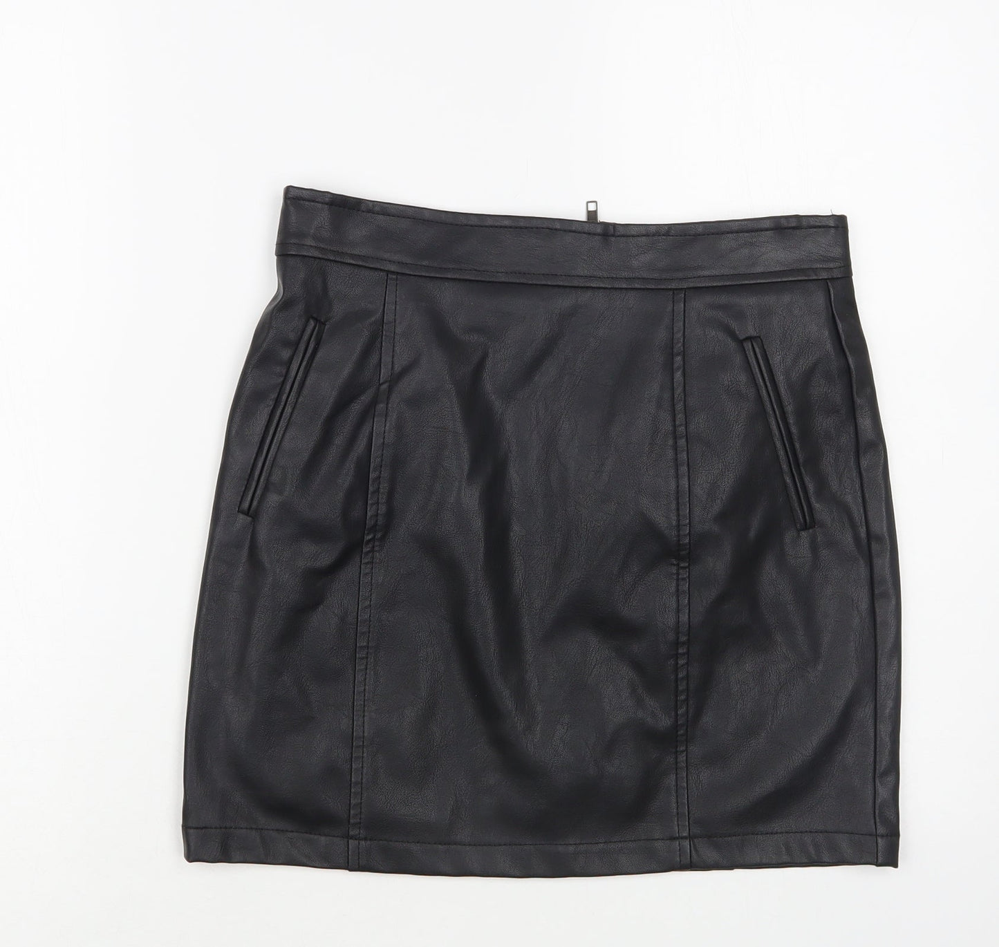 ASDS Womens Black Polyurethane Mini Skirt Size M Zip