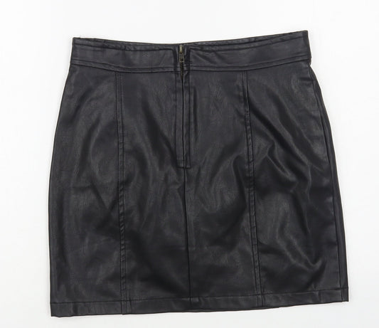 ASDS Womens Black Polyurethane Mini Skirt Size M Zip