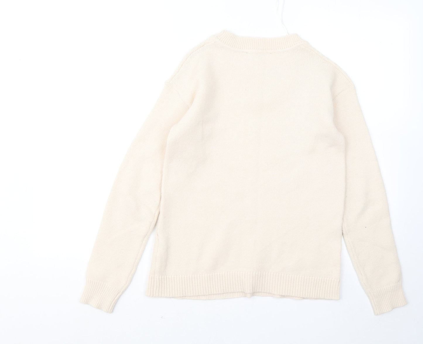 Bonmarché Womens Beige Round Neck Acrylic Pullover Jumper Size 10